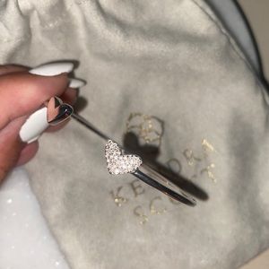 Ari Heart Sterling Silver Cuff Bracelet in White Diamond